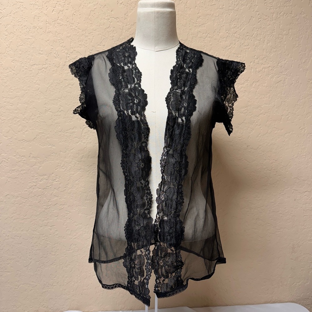 Sheer Black Lace Robe